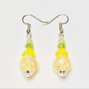 ICED LEMONADE Crackled Quartz & Jade Earrings